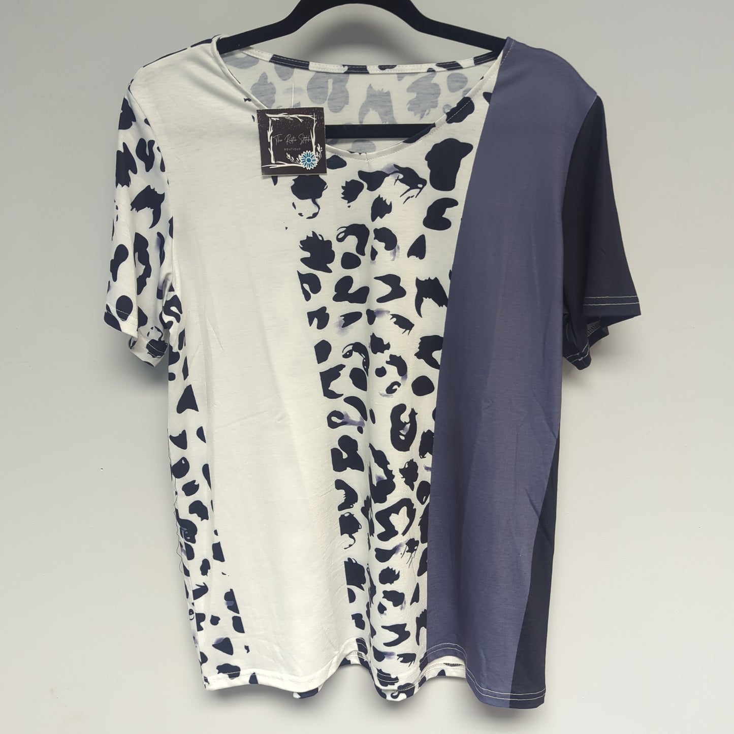 Leopard colorblock top