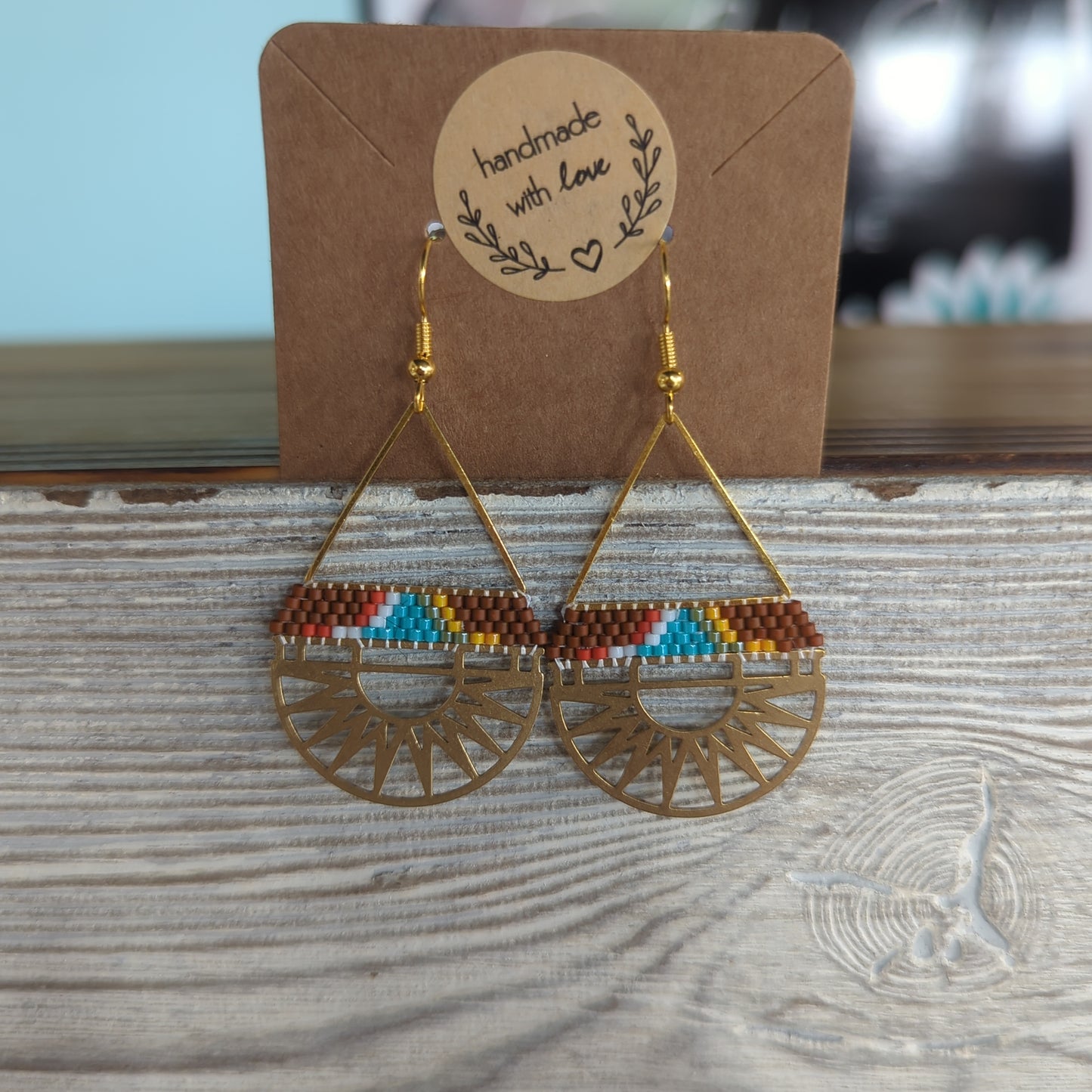 Rounded hand beaded earrings