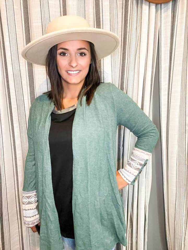 Green/aztec cardigan