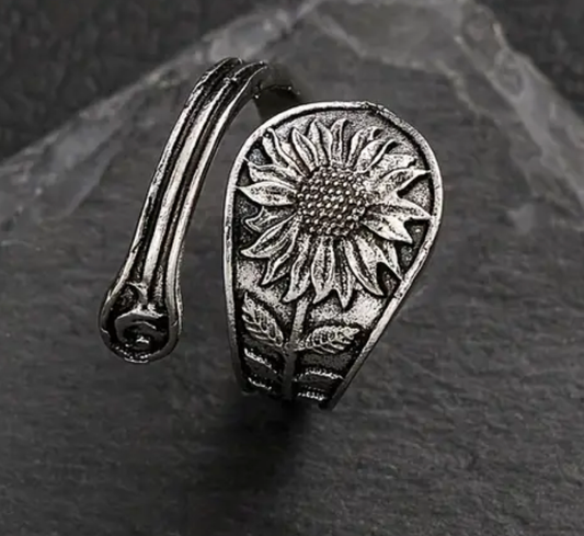 Sunflower spoon ring