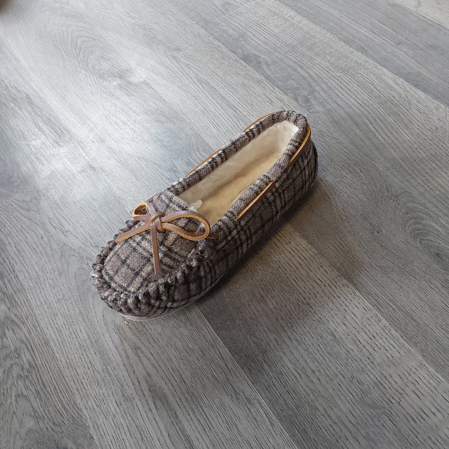 Brown plaid mocassins