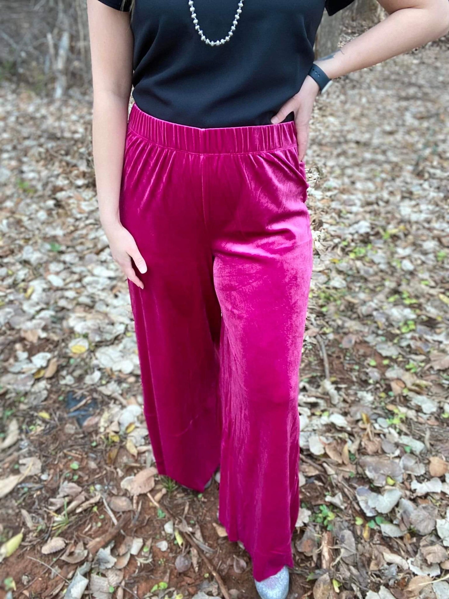 Pink velvet pants