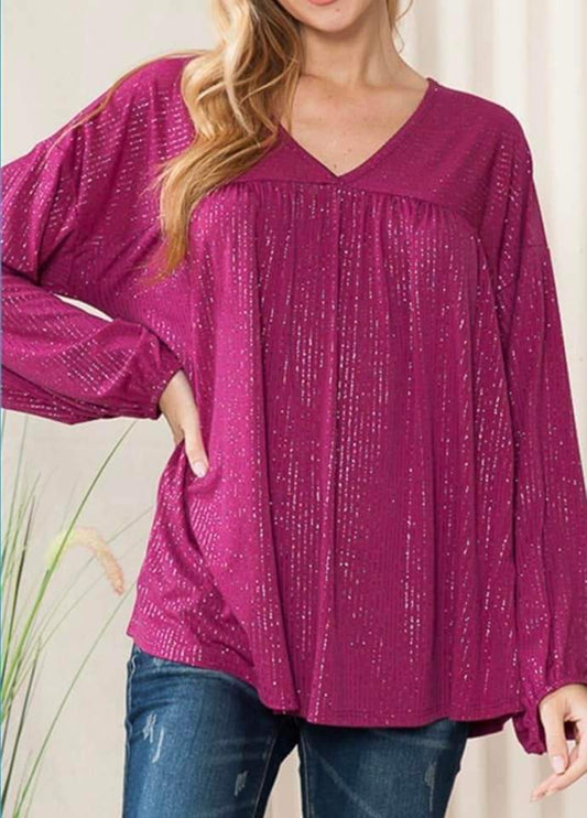 Fushia and sparkles long sleeve