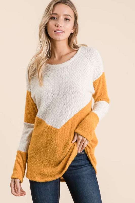 White and mustard yellow top