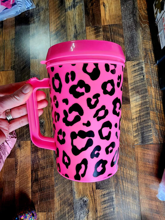 Pink cheetah print cup