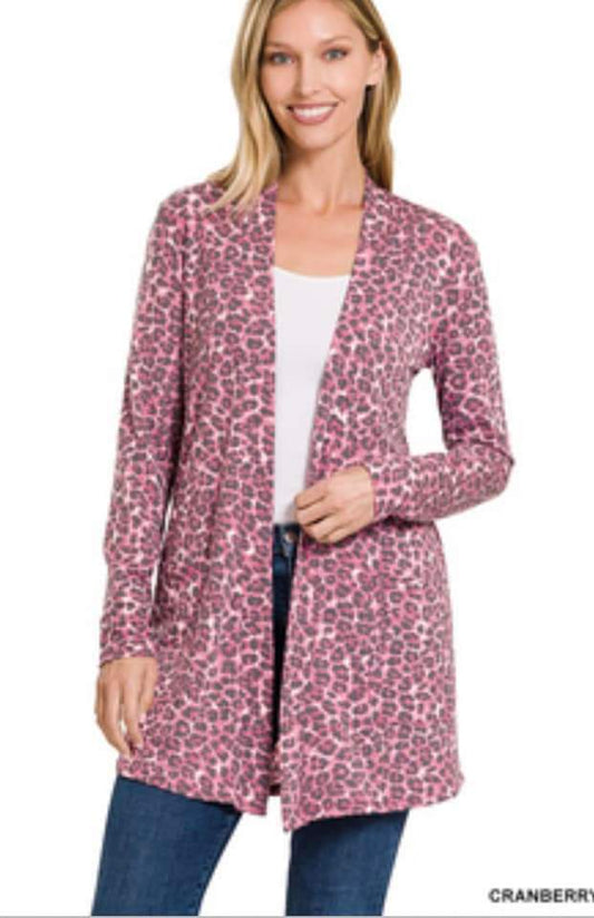 Pink cheetah print cardigan