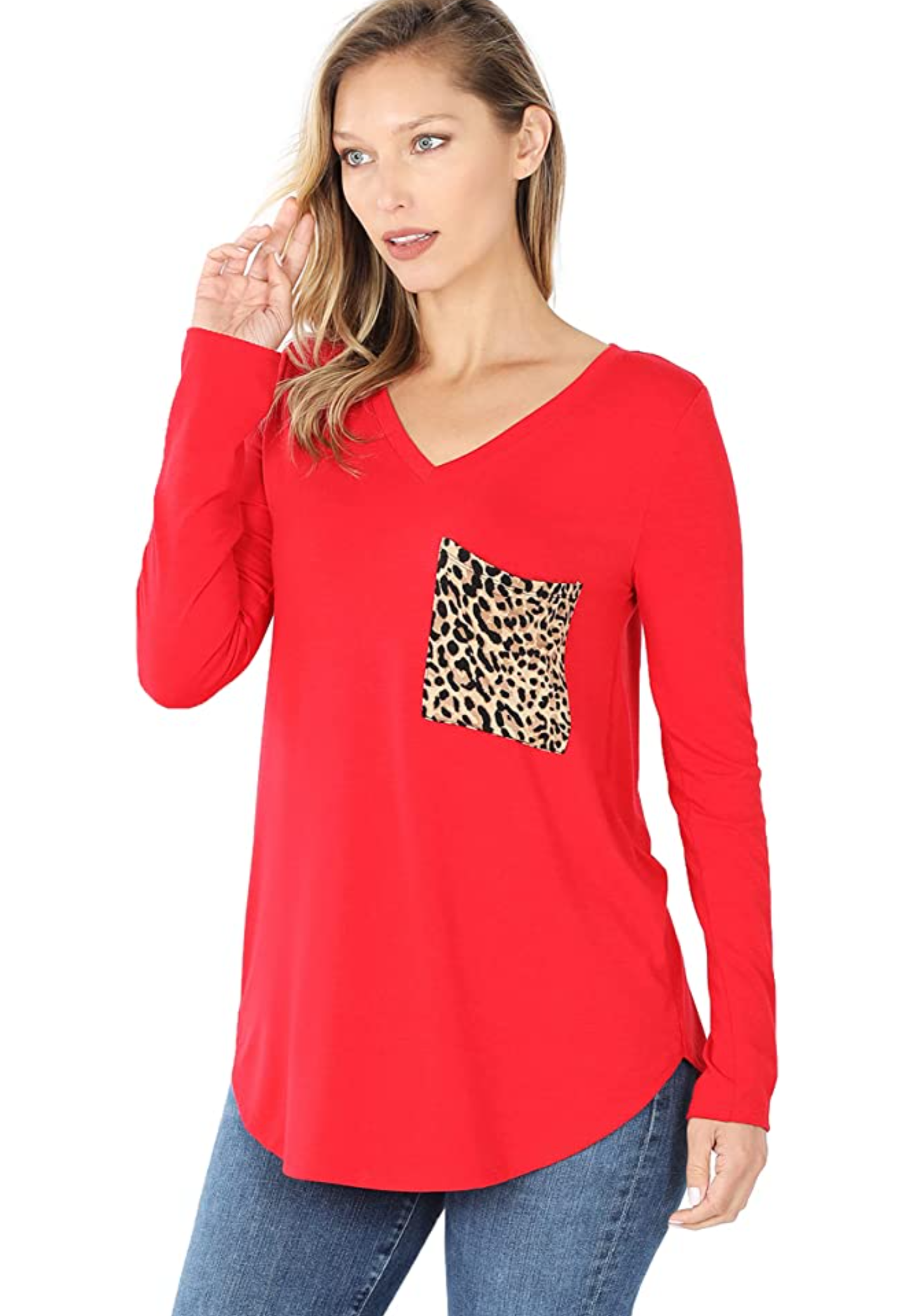 Long Sleeve with Leopard Pocket