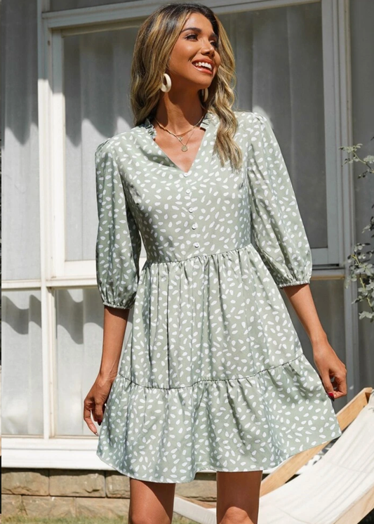 Green Dotted Dress