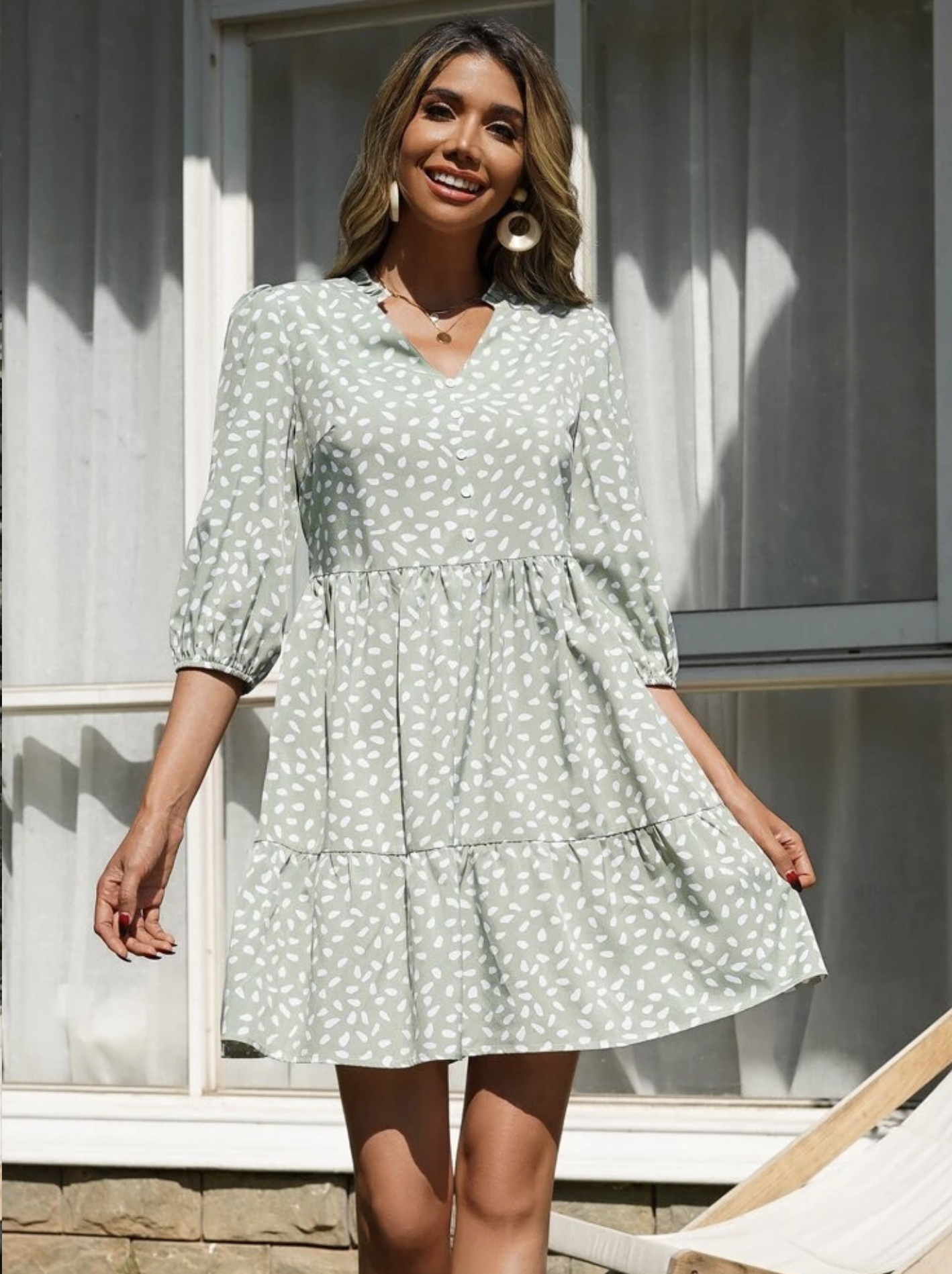 Green Dotted Dress