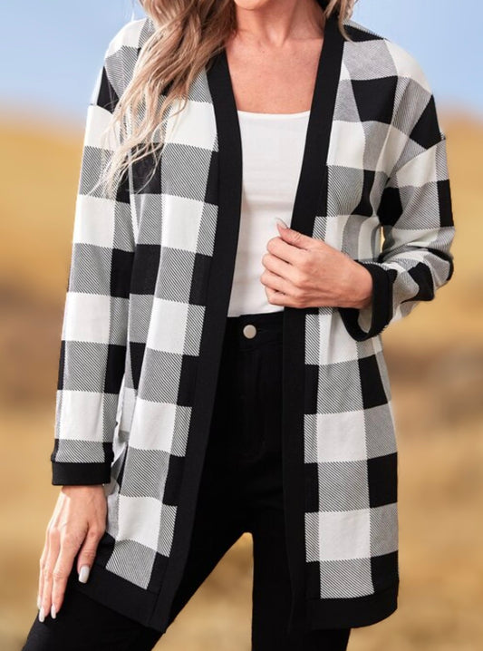 Black and white plaid cardigan