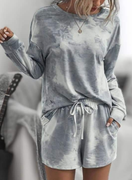 Light blueish grey tie dye lounge set