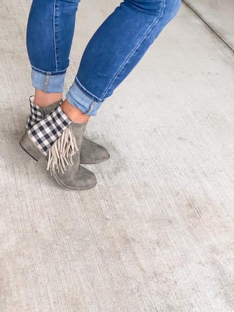 Charcoal Plaid Bootie